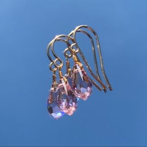 pink crystal teardrop earrings